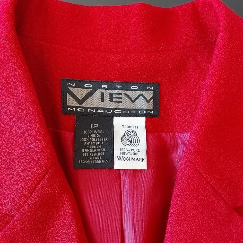 Norton McNaughton View Wool Jacket/Blazer Sz 12 Red